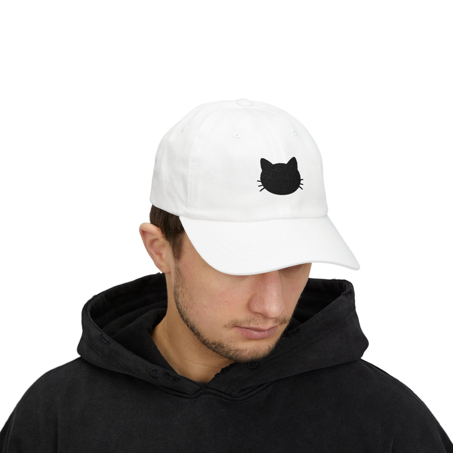 Cat Cutout Dad Cap - White